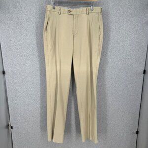 Peter Millar Mens Chino Pant Size 33x34 Pima Cotton Tan Straight Leg Golf Work